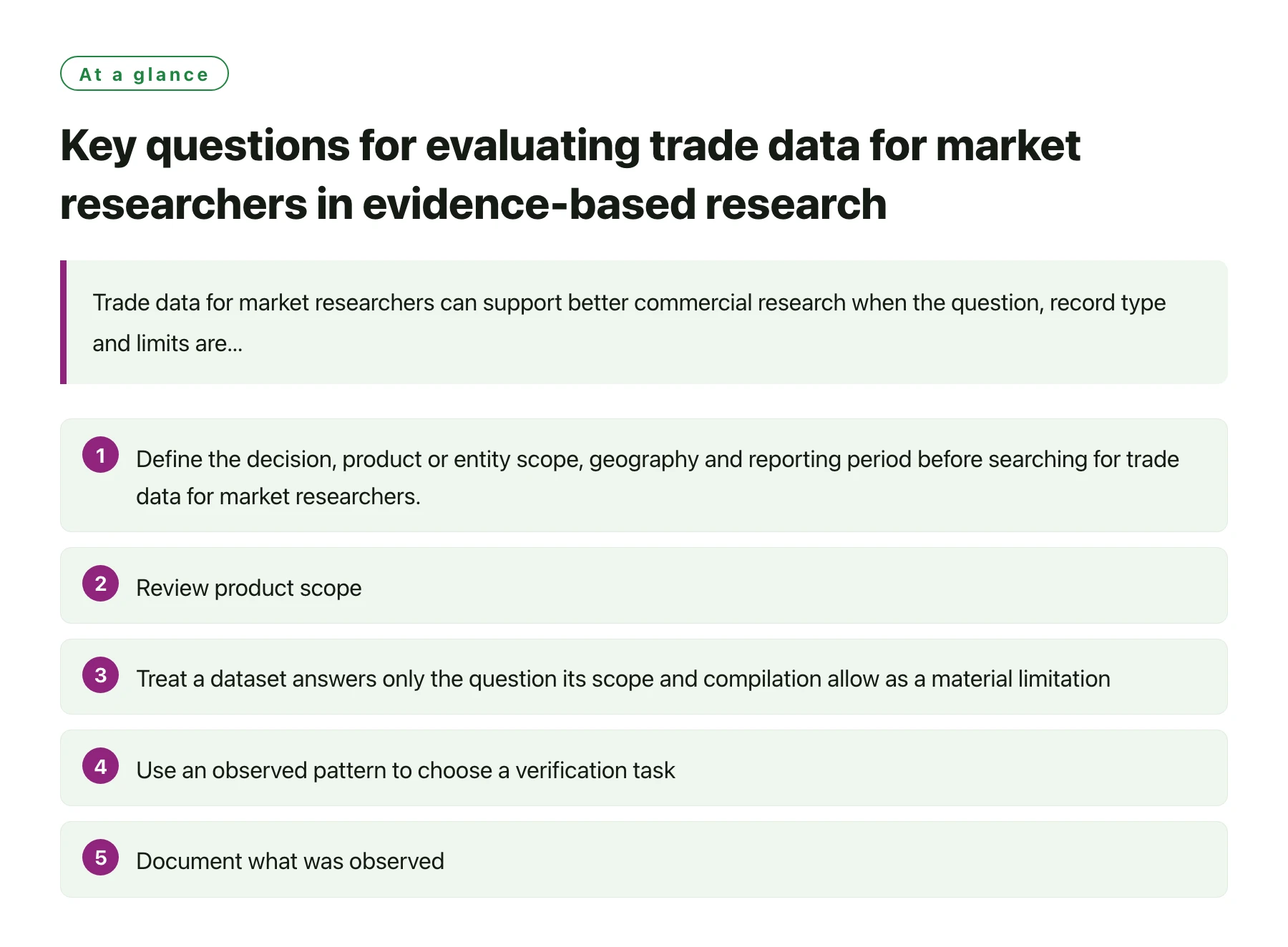 Key questions for evaluating trade data for market researchers in evidence-based research——全文要点速览